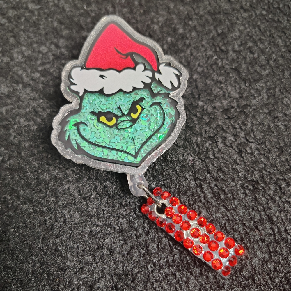 Grinch Christmas Retractable Badge Reel Cute Nurse Id Holder Teacher Work Id